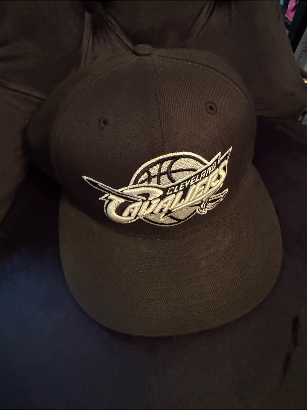 NBA Cleveland Cavaliers Black Fitted Hat with Silver/White Logo New Era